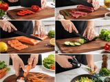 a collage of pictures showing how to cut up a fish