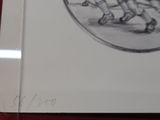 a drawing of a man riding a horse in a circle