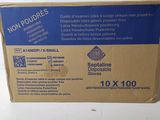 a cardboard box that has a blue label on it
