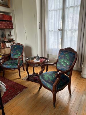 deux chaises et une table dans un salon