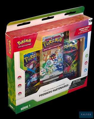une boîte de cartes Pokémon sur fond noir