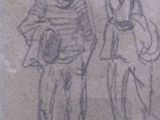 drawing of a man and a woman standing next to each other on a piece of paper