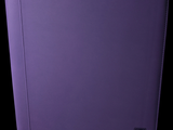 un classeur violet avec un logo noir dessus
