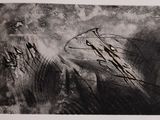 a black and white photo of a drawing of a boat