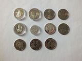 a close up of a bunch of coins sitting on top of a table