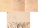 trois dessins représentant des personnes dans un parc, dont une femme et un homme