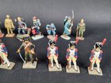 many figurines of soldiers that are on display