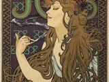 a painting of a woman with long hair smoking a cigarette