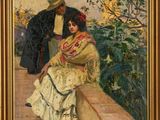une image représentant un tableau où l'on voit une femme assise sur un rebord à côté d'un homme