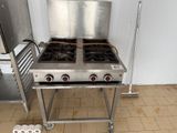 an image of a stainless steel stove with two burners