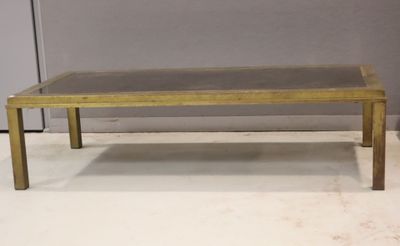 Table basse Piètement en laiton à 4 pieds et plateau noir fu…