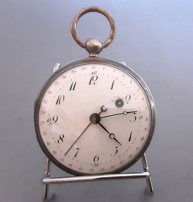 Montre coq 18ème argent à calendrier aiguille