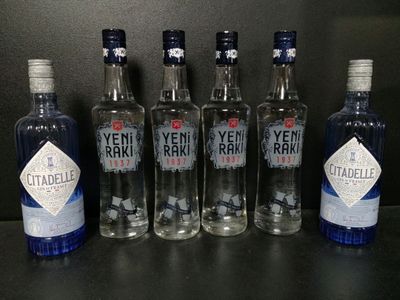 Lot de 6 bouteilles de spiritueux : 4 Raki Yeni Raki 1937 et… - Photo 1