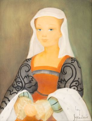 Guy SERADOUR (1922-2007). Portrait de jeune femme. Huile sur…