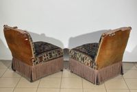 Réunion de deux chauffeuses en bois noirci reposant sur des … (photo 4)