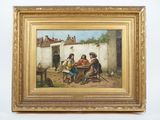 une image d'un tableau représentant un groupe de personnes assises autour d'une table