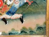 a painting of a man riding a horse with a woman on it
