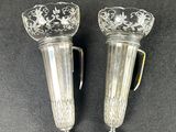 pair of silverplated vases with floral decoration