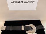 Ceinture en cuir noir Alexandere Vauthier avec boucle argentée