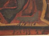 a picture of a painting of a man with a hat on