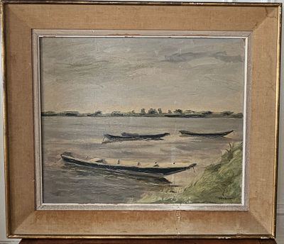 une image d'une peinture de bateaux sur l'eau