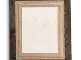 an old picture frame on a wall with a white background