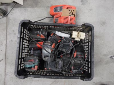 un panier rempli d'outils électriques posé par terre