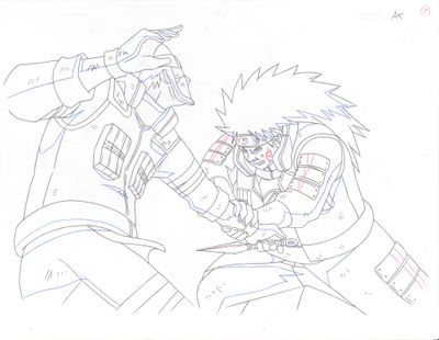 dessin représentant deux personnages d'anime en train de se battre