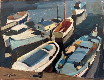 many small boats that are sitting in the water