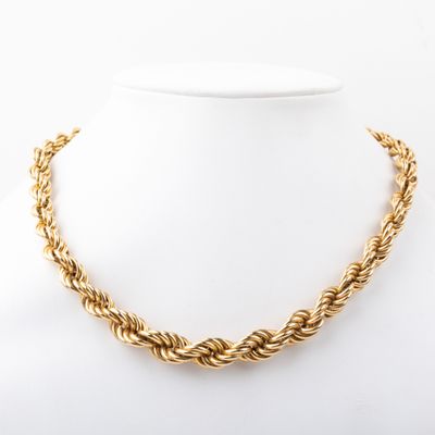 Collier ras de cou en chute maille torsadée or 18K Vers 1960… - Photo 1
