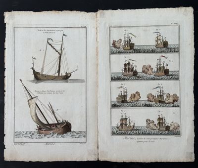 un vieux livre contenant des illustrations de navires à différentes étapes de leur vie