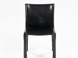 black leather dining chair on a white background with a white background