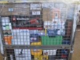 a metal cart with many different types of items in it