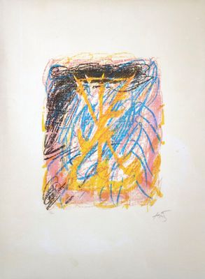 dessin représentant un carré orné d'un motif jaune et bleu