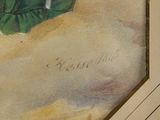 a picture of a painting of a woman in a green dress