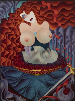 une image représentant un tableau d'une femme tenant une épée