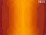 an orange and yellow poster with a red background