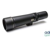 a close up of a telescope lens on a white background