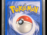 the card is in a plastic case with a pokemon logo on it