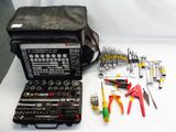 a tool kit that is sitting on a table