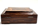 an image of a wooden box with a lid on a white surface