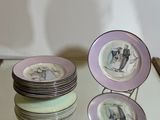 a lot of plates that are sitting on a glass table