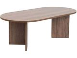 une grande table de réunion ovale avec un piètement en bois