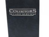 the collector ' s card album is black with silver lettering