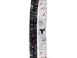 a neck tie with a black and white design on it