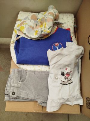 a box that has some clothes in it on the floor