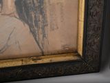 a picture of a painting of a woman with a bird on her shoulder