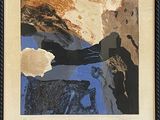 an image of a painting of a person laying on a rock