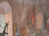 an image of a painting of a woman in a room with furniture