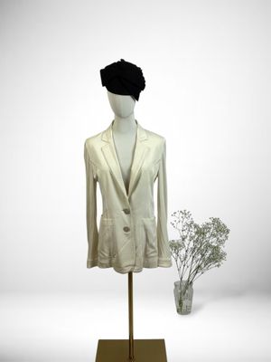 GIANFRANCO FERRÉ. Veste souple en coton blanc cassé à col cr…